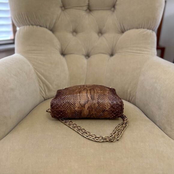 VTG Auth LUC BENOIT Genuine  Natural Snakeskin Circa 1980's Shoulder Bag - Picture 7 of 8